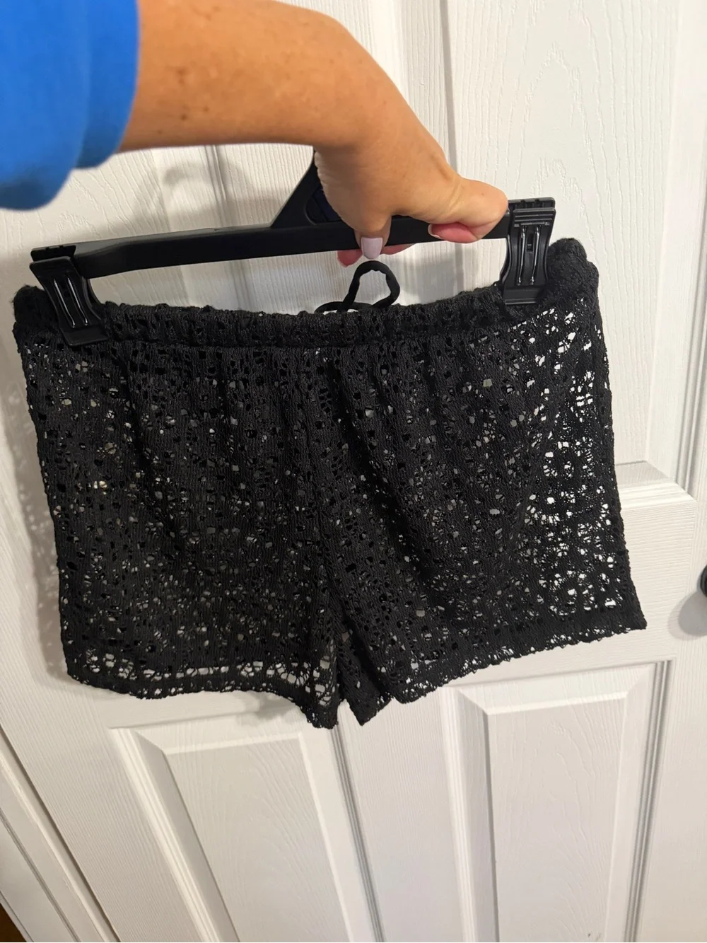 No Boundaries Black Crochet Two-Piece Lounge Set. Shorts XS.. too Small.